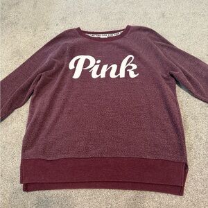 Burgundy and white Victoria's Secret PINK sweatshirt #VS